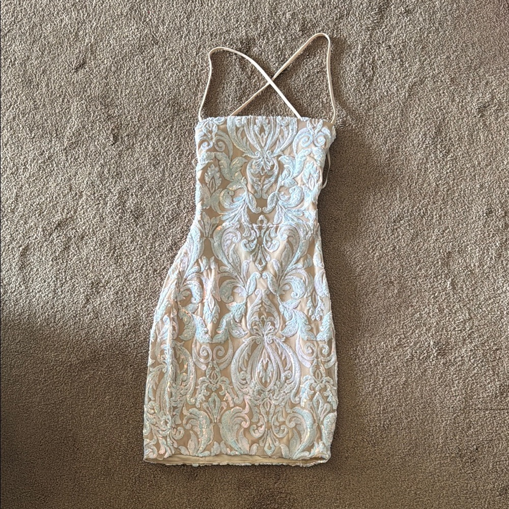 Windsor Elegant Lace Overlay Mini Dress